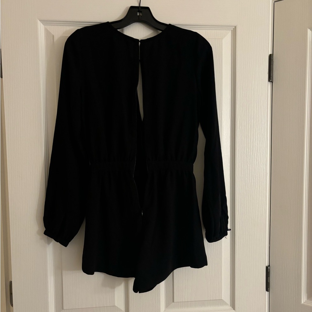 LOVERS + FRIENDS Long Sleeve Black Romper with Gold Brocade Details - Picture 13 of 13